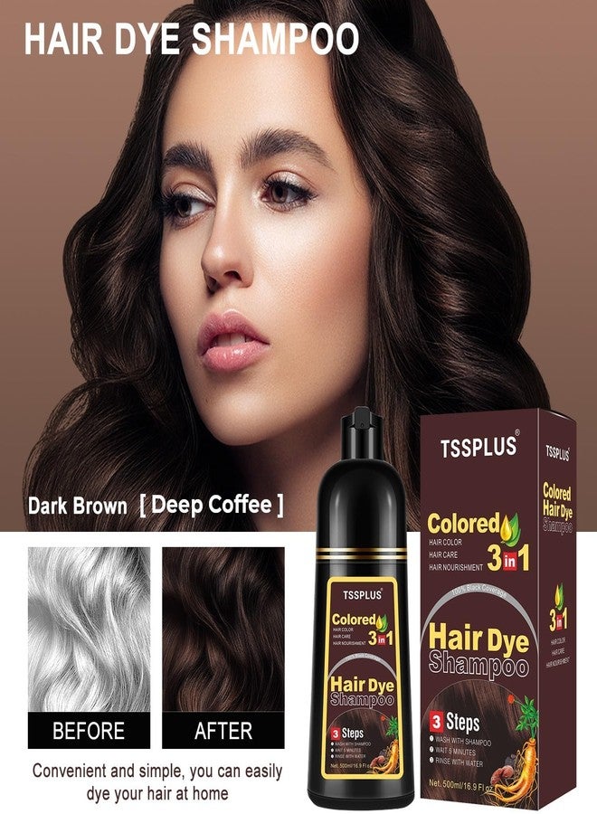 TSSPLUS 500ml Hair Coloring Shampoo Organic Natural Hair Dye Plant Essence Black Hair Color Dye Shampoo for Women Men Cover Gray White Hair, Instant Hair Colouring (Dark Brown) - Image 4